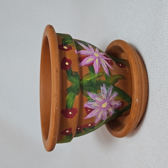 Vintage Other - Charming Pennington clay hand painted planter pot and saucer Italy small
